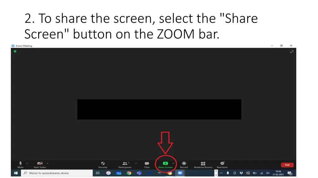 2 to share the screen select the share screen