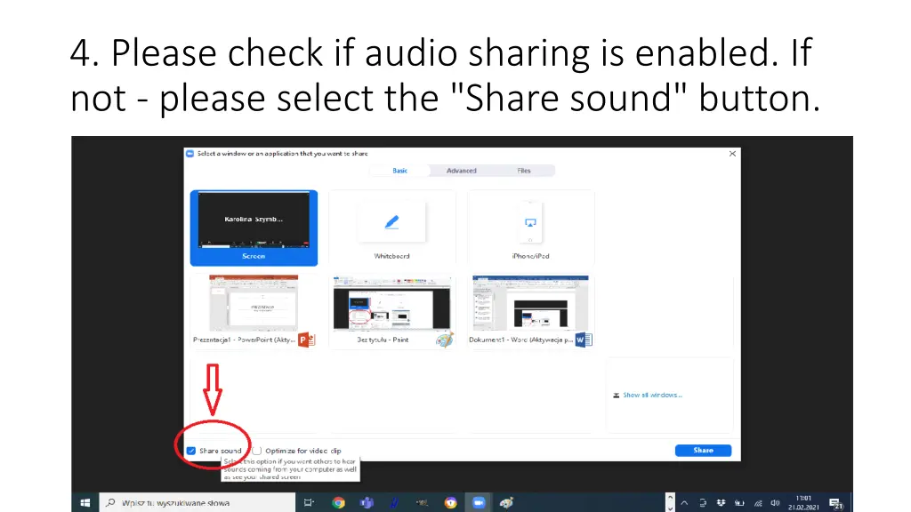 4 please check if audio sharing is enabled