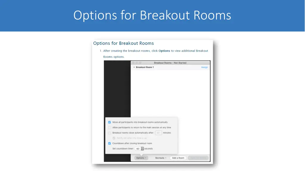 options for breakout rooms