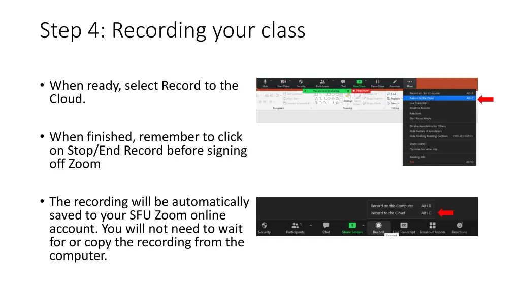 step 4 recording your class