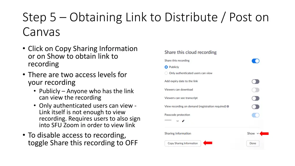 step 5 obtaining link to distribute post on canvas 1