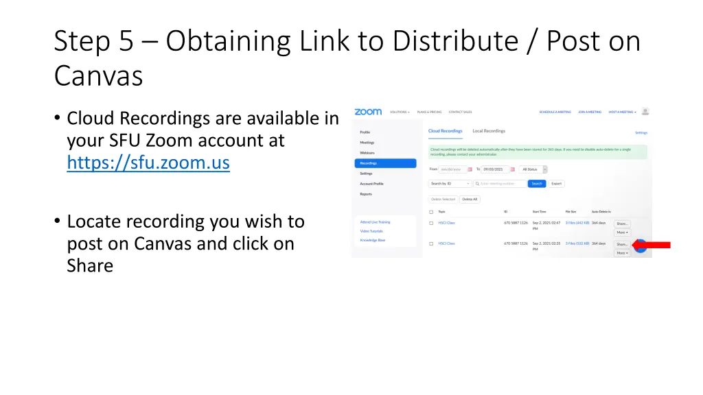 step 5 obtaining link to distribute post on canvas