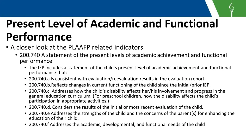 present level of academic and functional 12