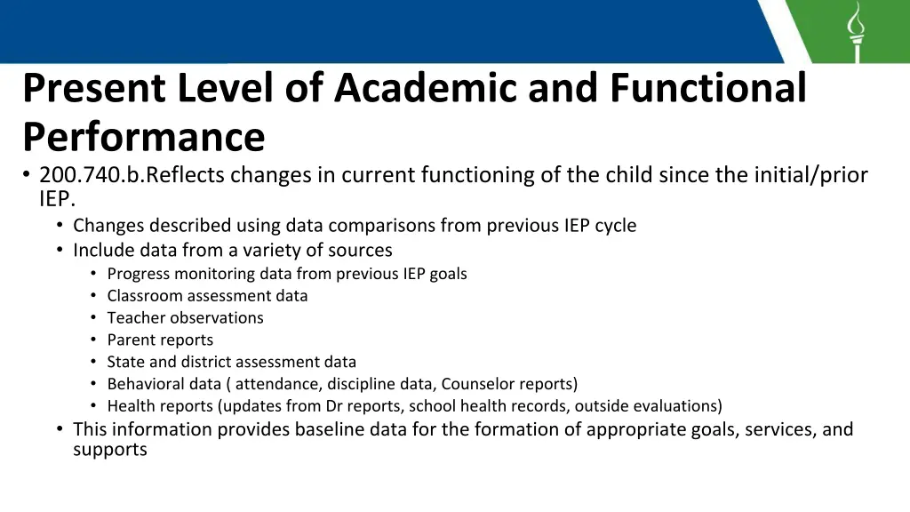 present level of academic and functional 14