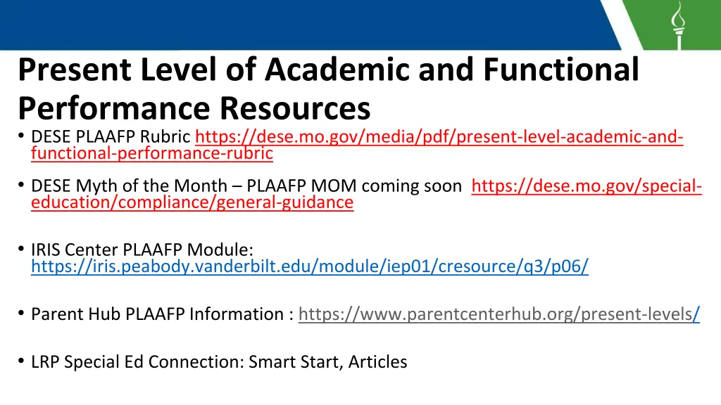 present level of academic and functional 21