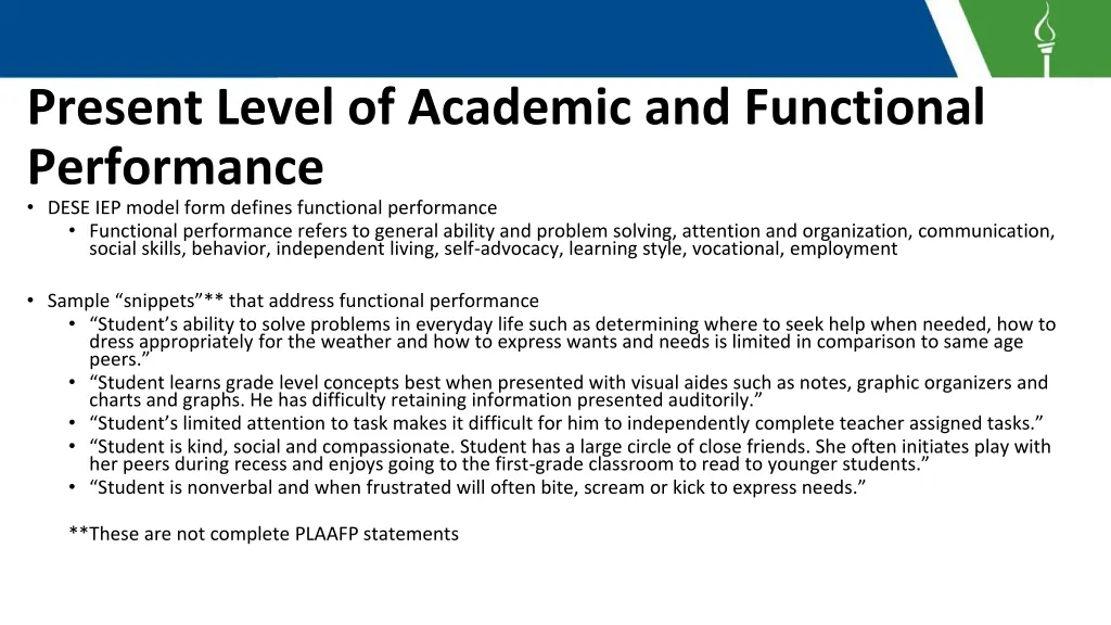 present level of academic and functional 6