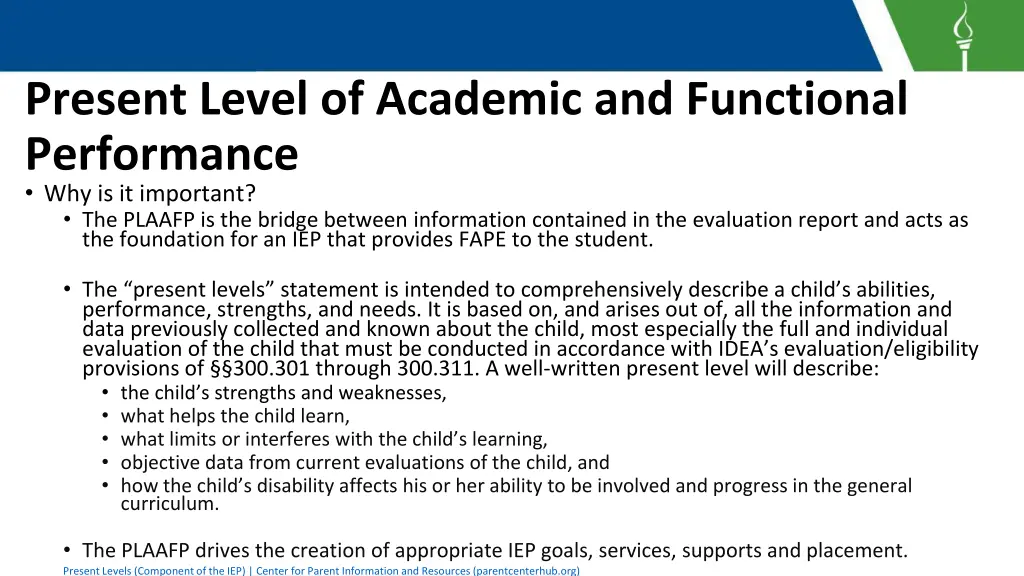 present level of academic and functional 9