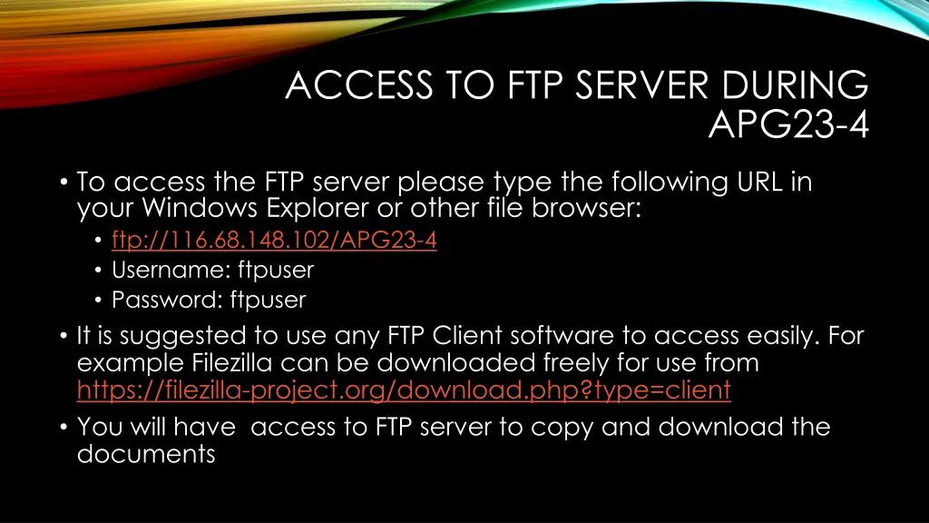 access to ftp server during