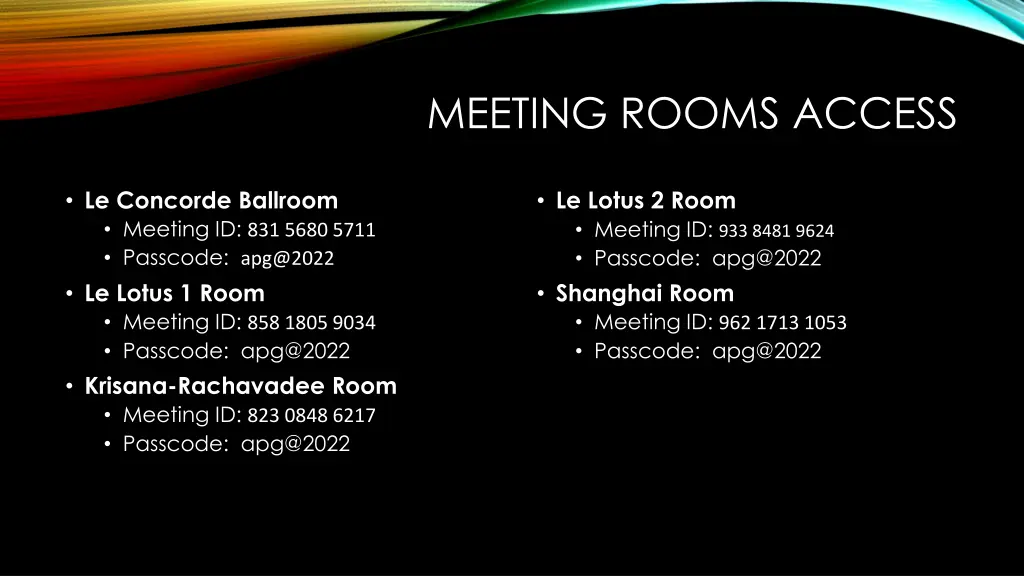 meeting rooms access