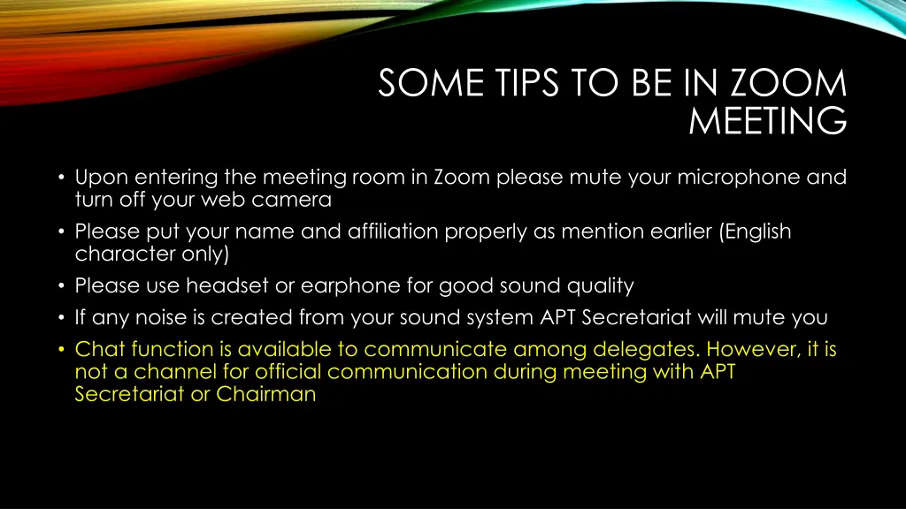 some tips to be in zoom