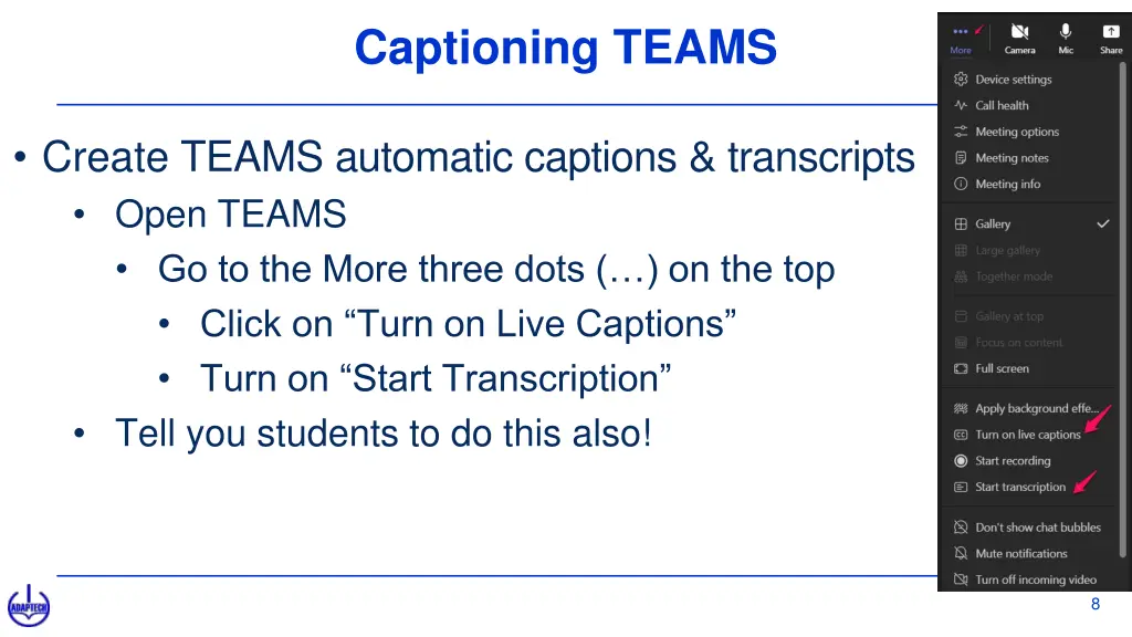 captioning teams