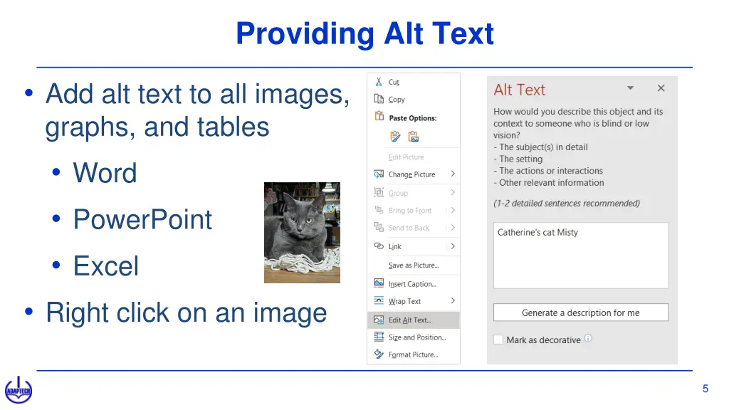 providing alt text