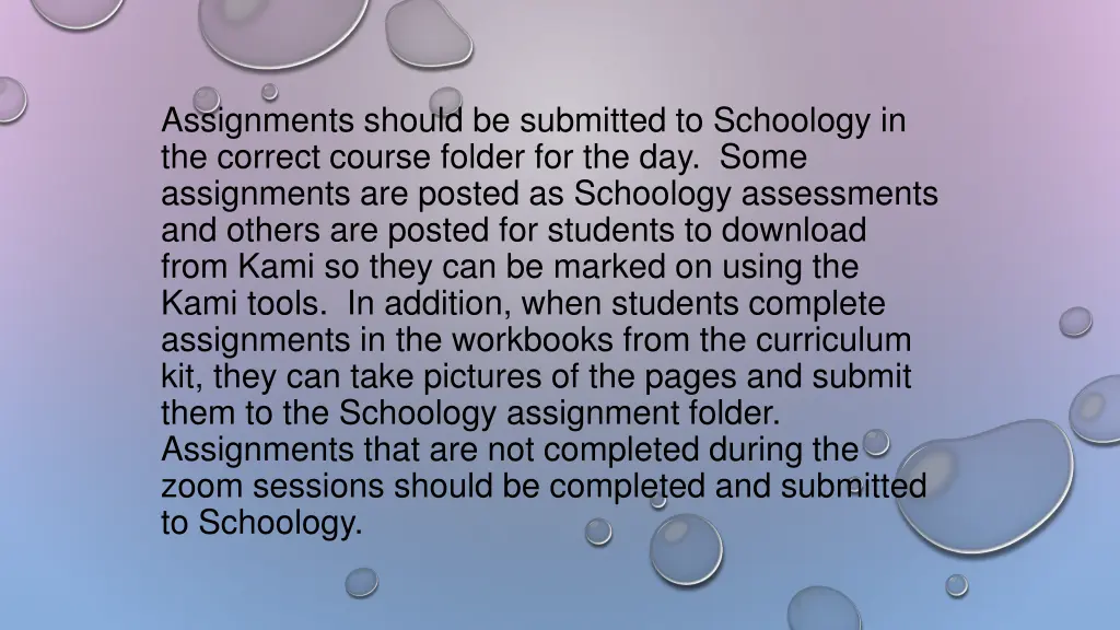 assignments should be submitted to schoology