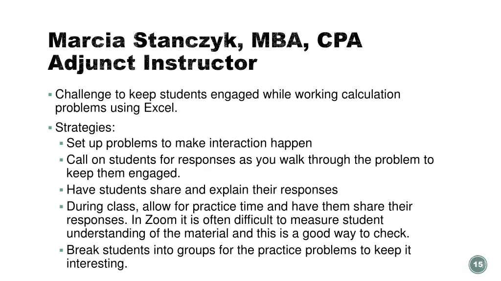 marcia stanczyk mba cpa adjunct instructor