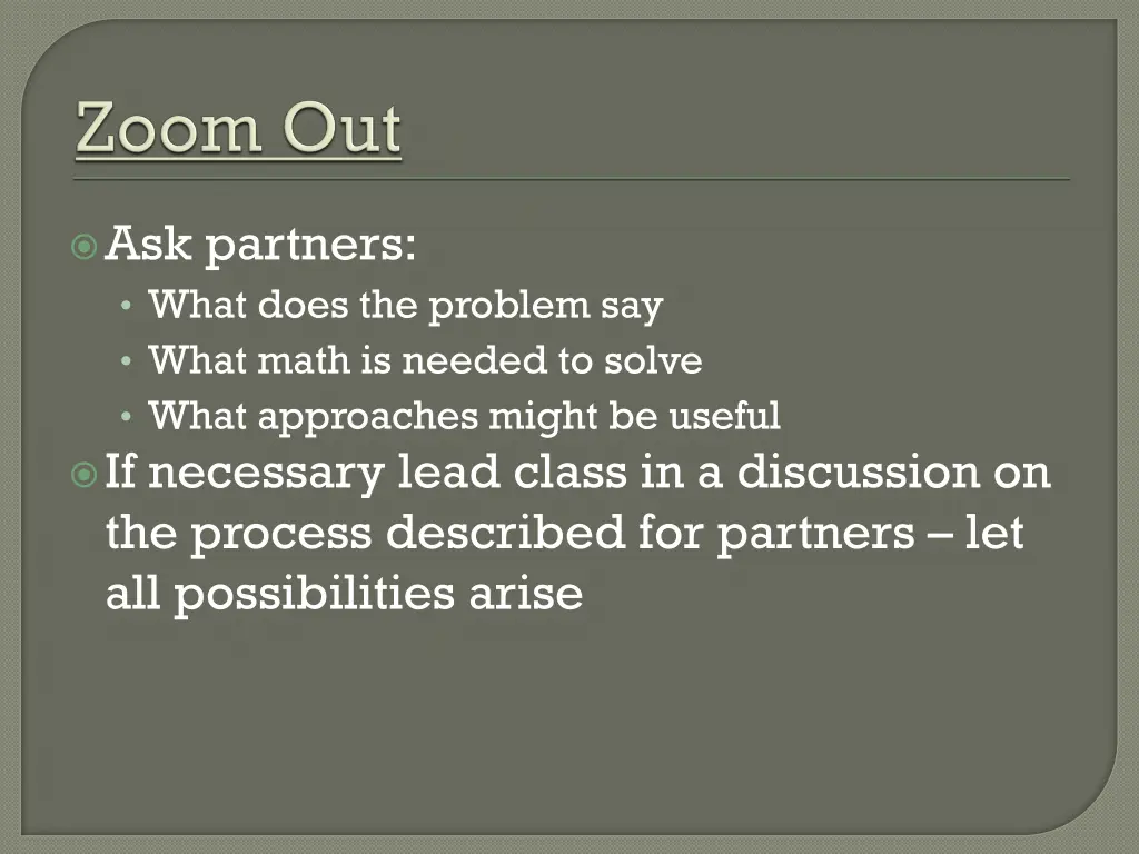 ask partners what does the problem say what math