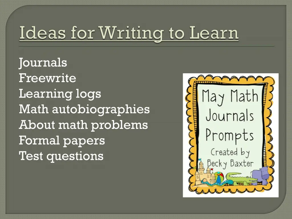 journals freewrite learning logs math