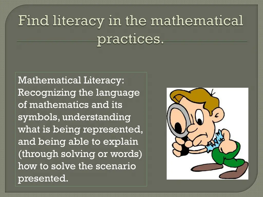 mathematical literacy recognizing the language