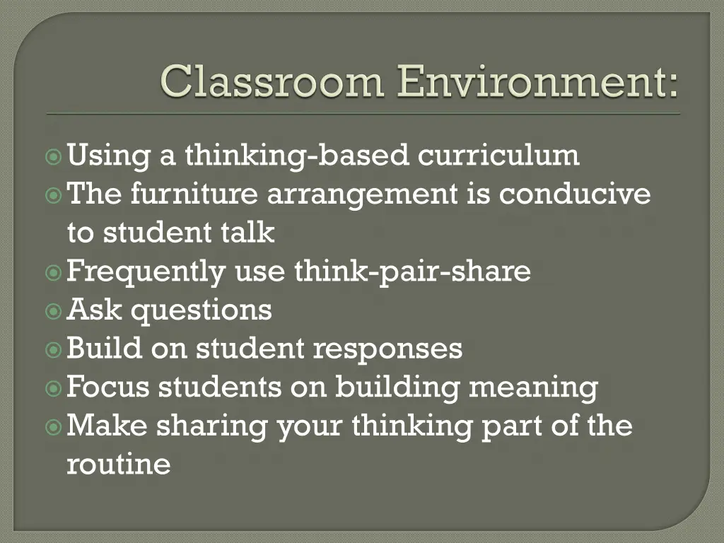 using a thinking based curriculum the furniture