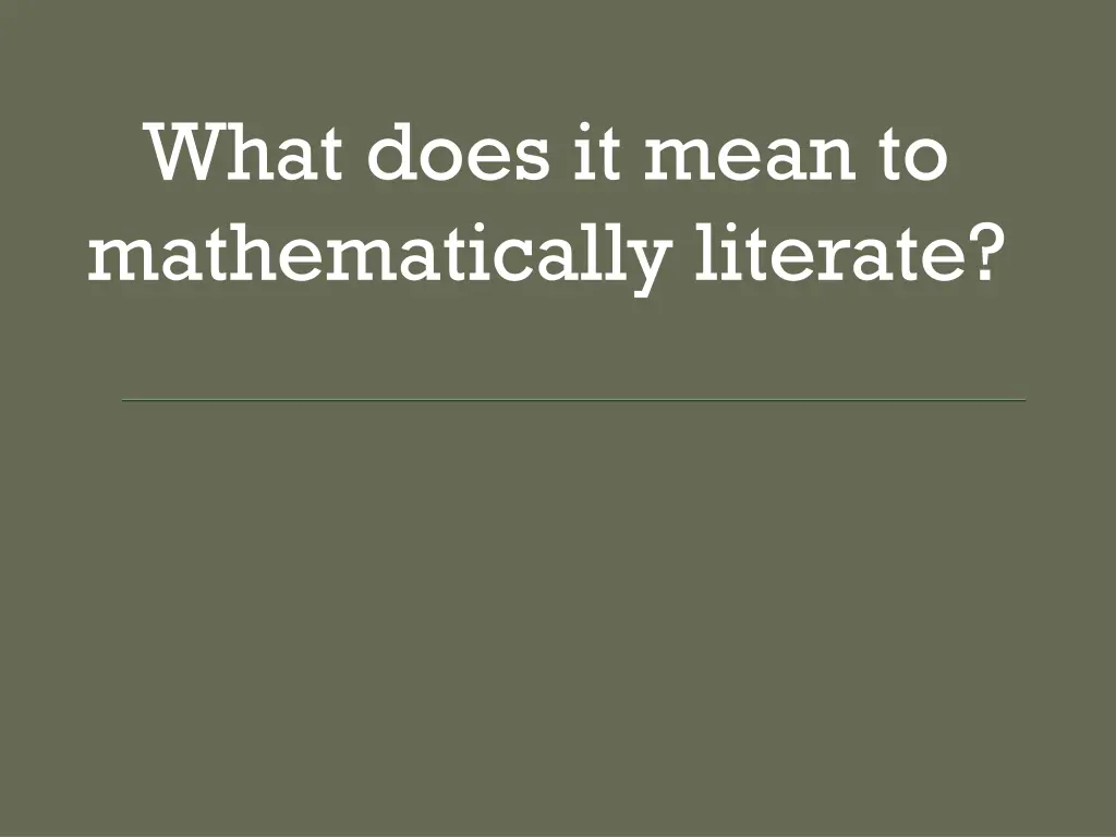 what does it mean to mathematically literate