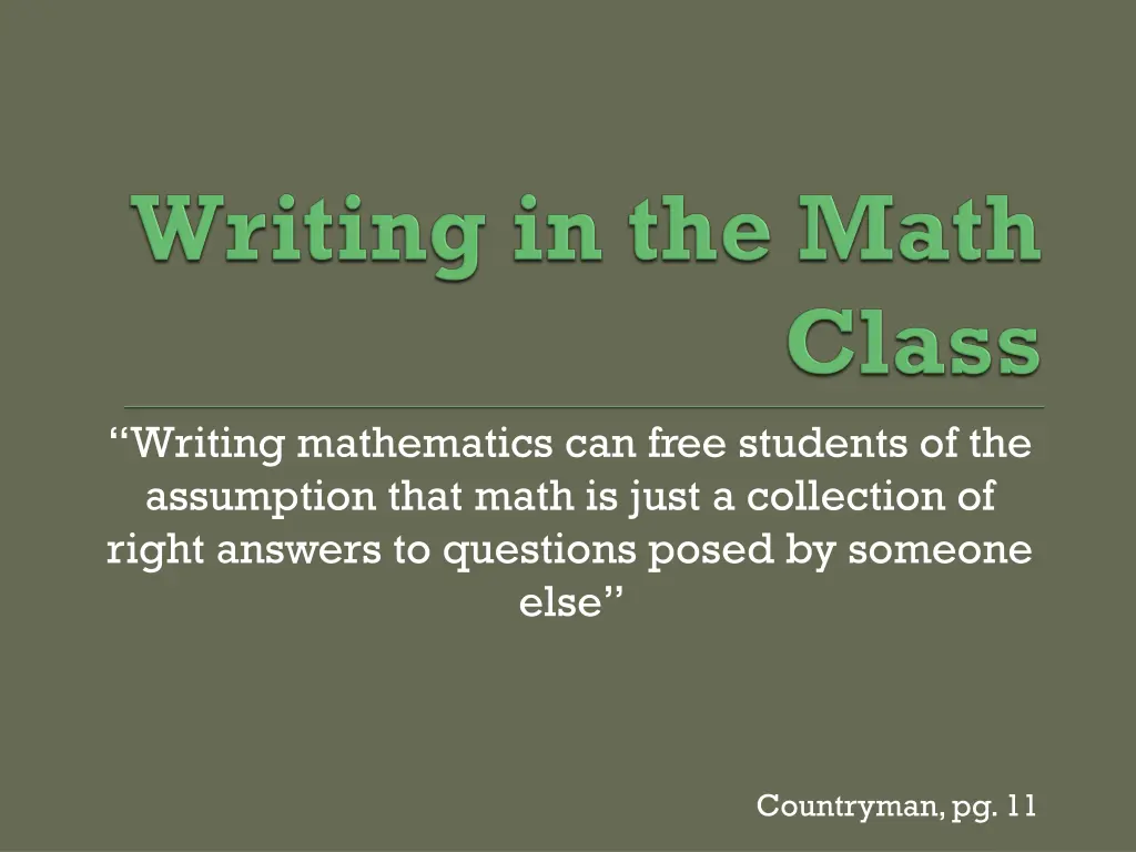 writing mathematics can free students