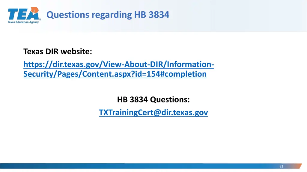 questions regarding hb 3834