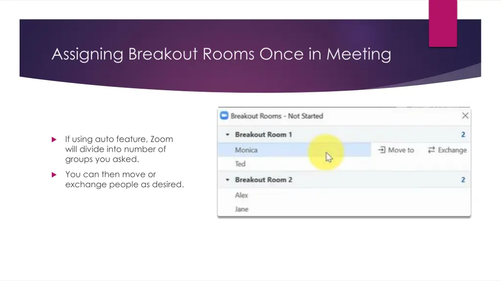 assigning breakout rooms once in meeting