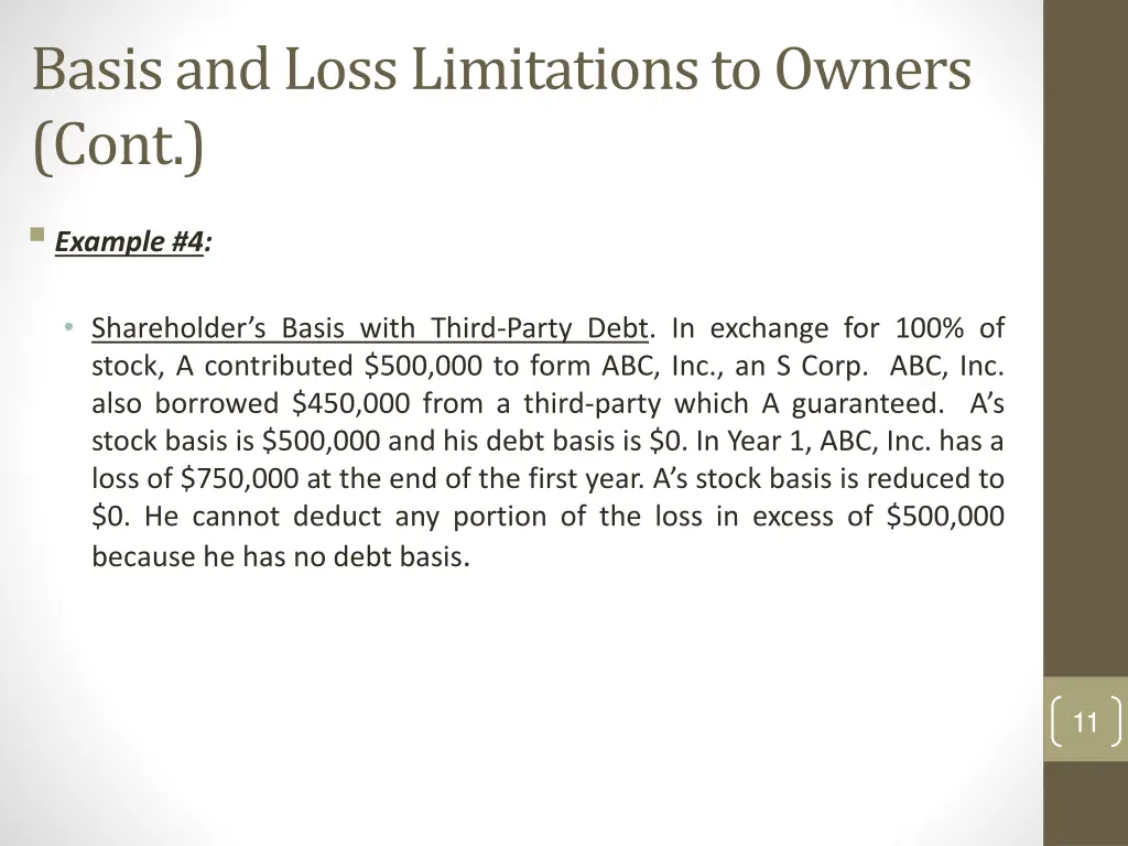 basis and loss limitations to owners cont 2