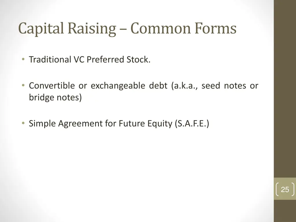 capital raising common forms