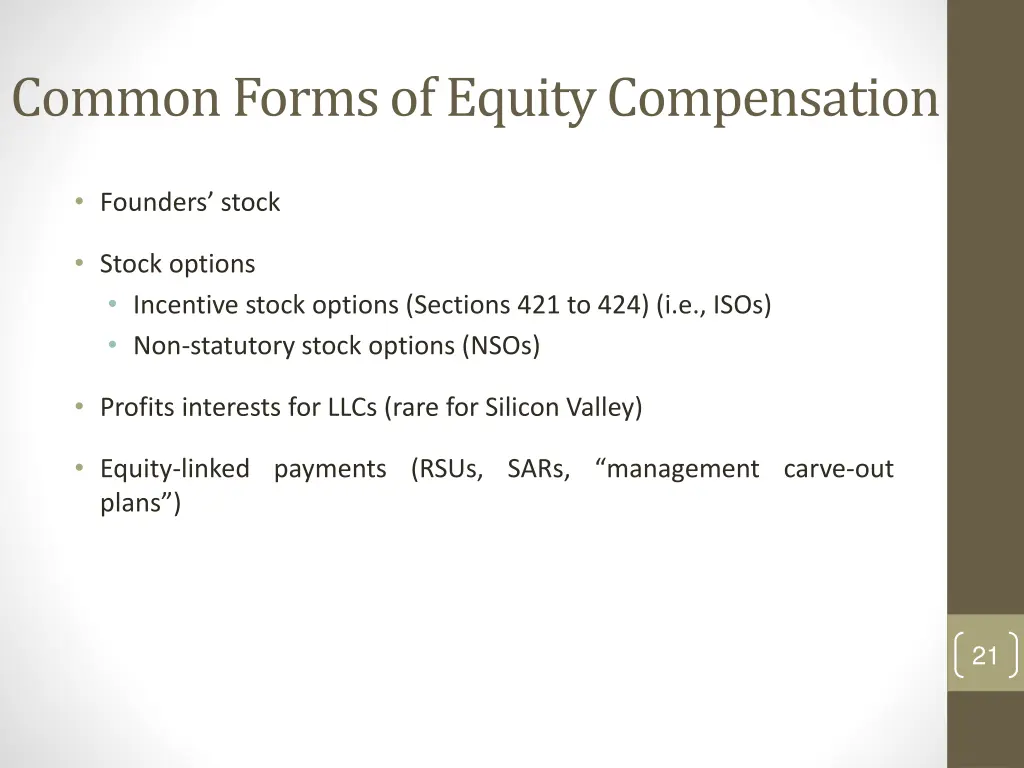 common forms of equity compensation