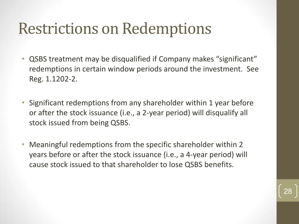 restrictions on redemptions