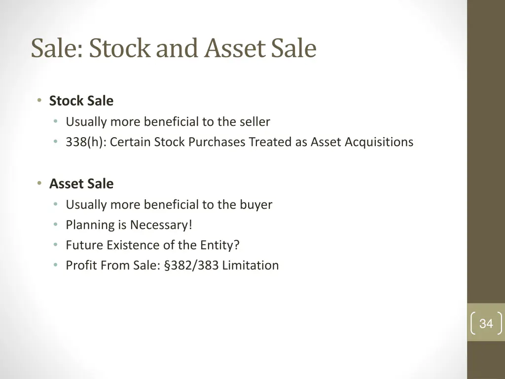 sale stock and asset sale