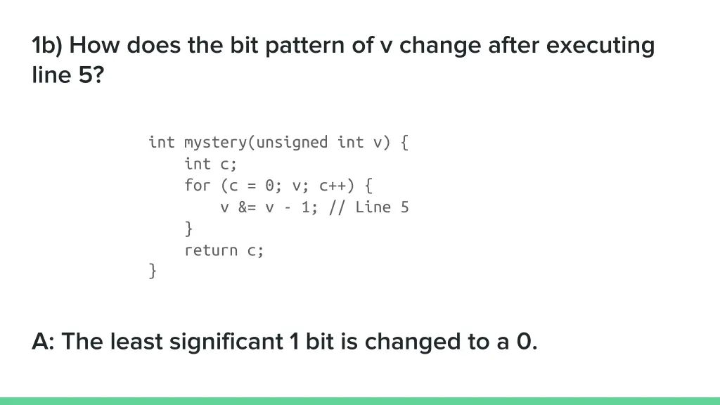 1b how does the bit pattern of v change after 1