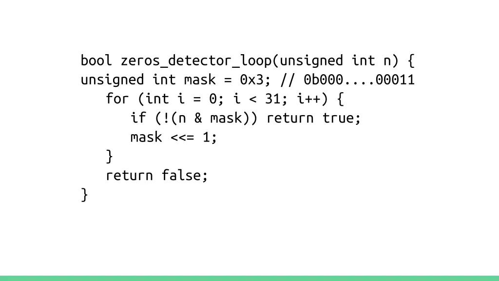 bool zeros detector loop unsigned int n unsigned
