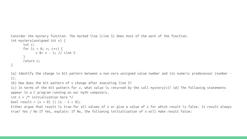 consider the mystery function the marked line