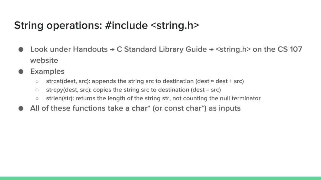 string operations include string h