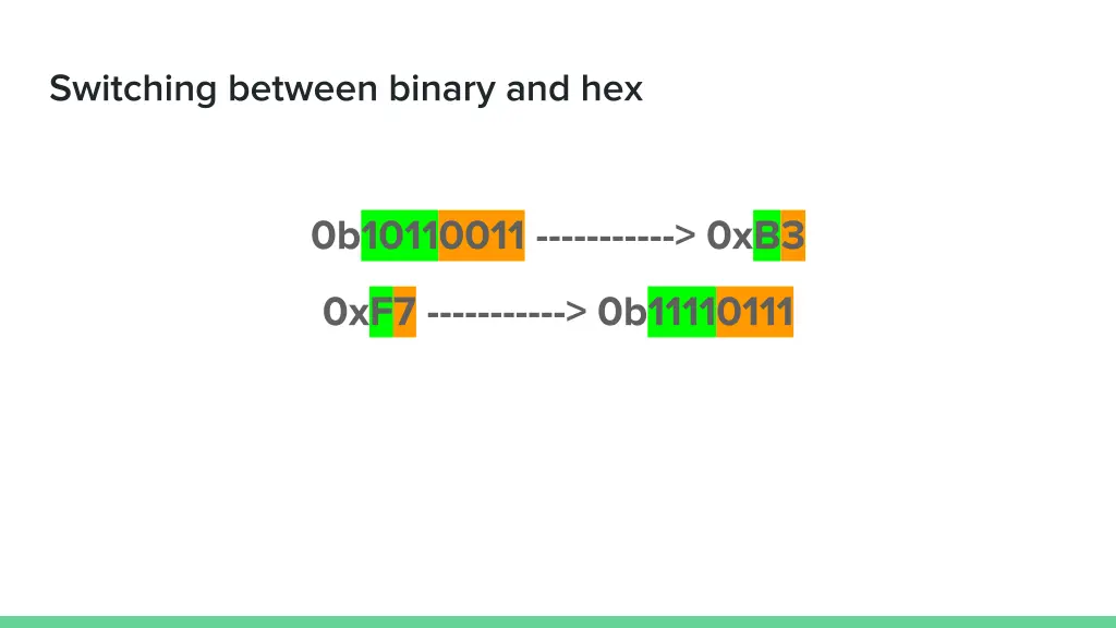 switching between binary and hex