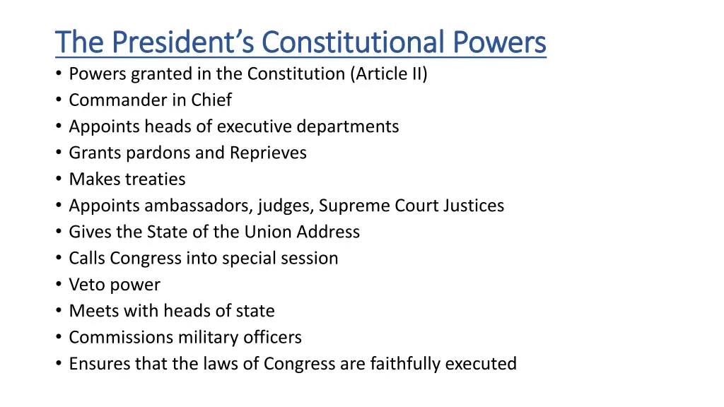 the president s constitutional powers