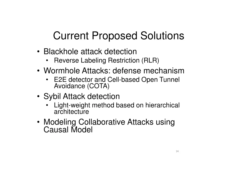 current proposed solutions