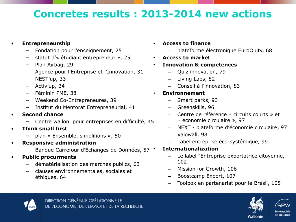 concretes results 2013 2014 new actions