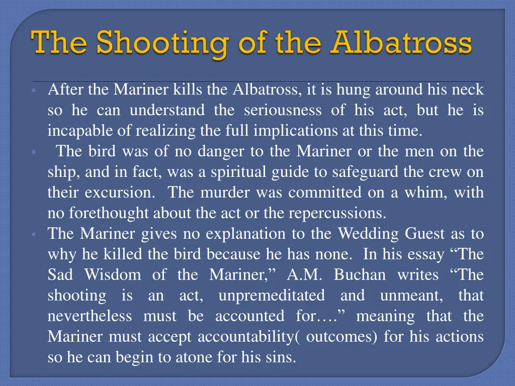 after the mariner kills the albatross it is hung