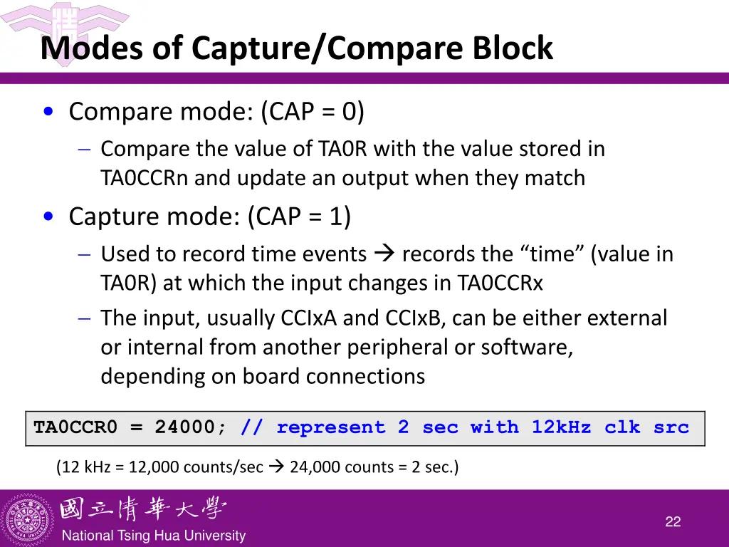 modes of capture compare block