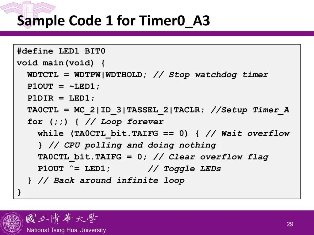 sample code 1 for timer0 a3 1