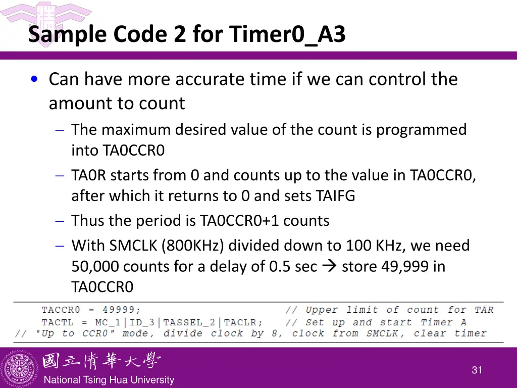 sample code 2 for timer0 a3