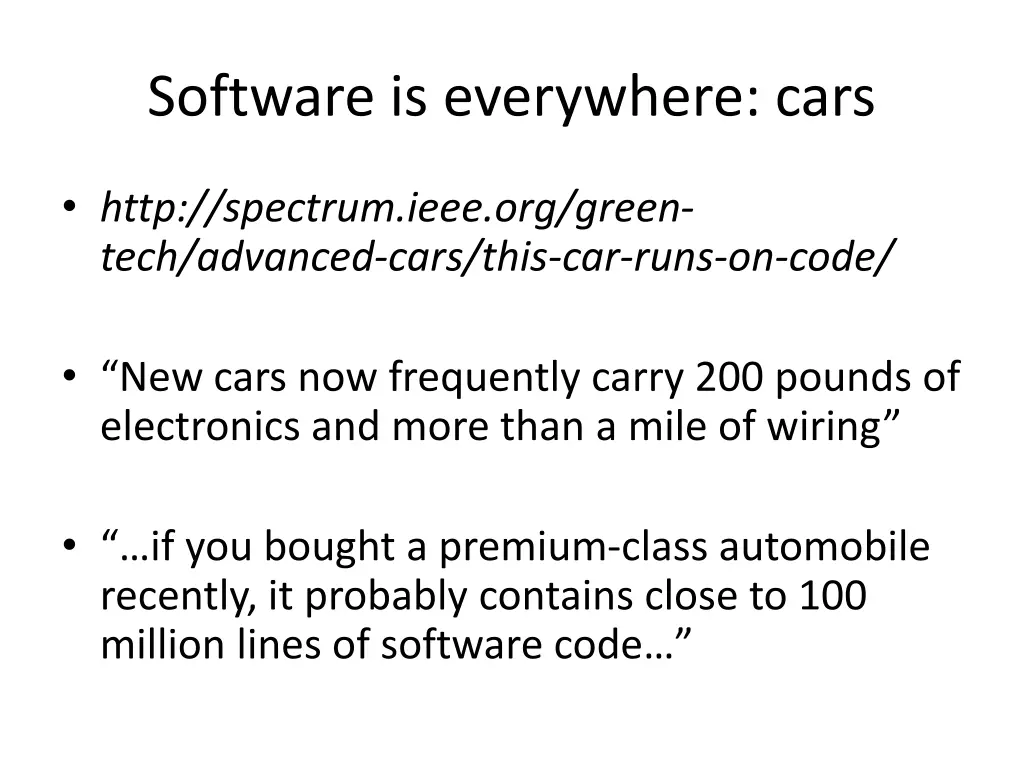 software is everywhere cars