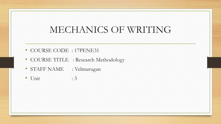 mechanics of writing