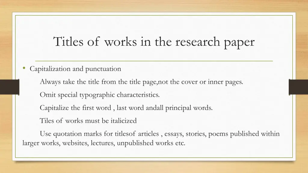 titles of works in the research paper