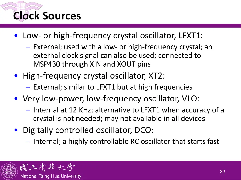 clock sources