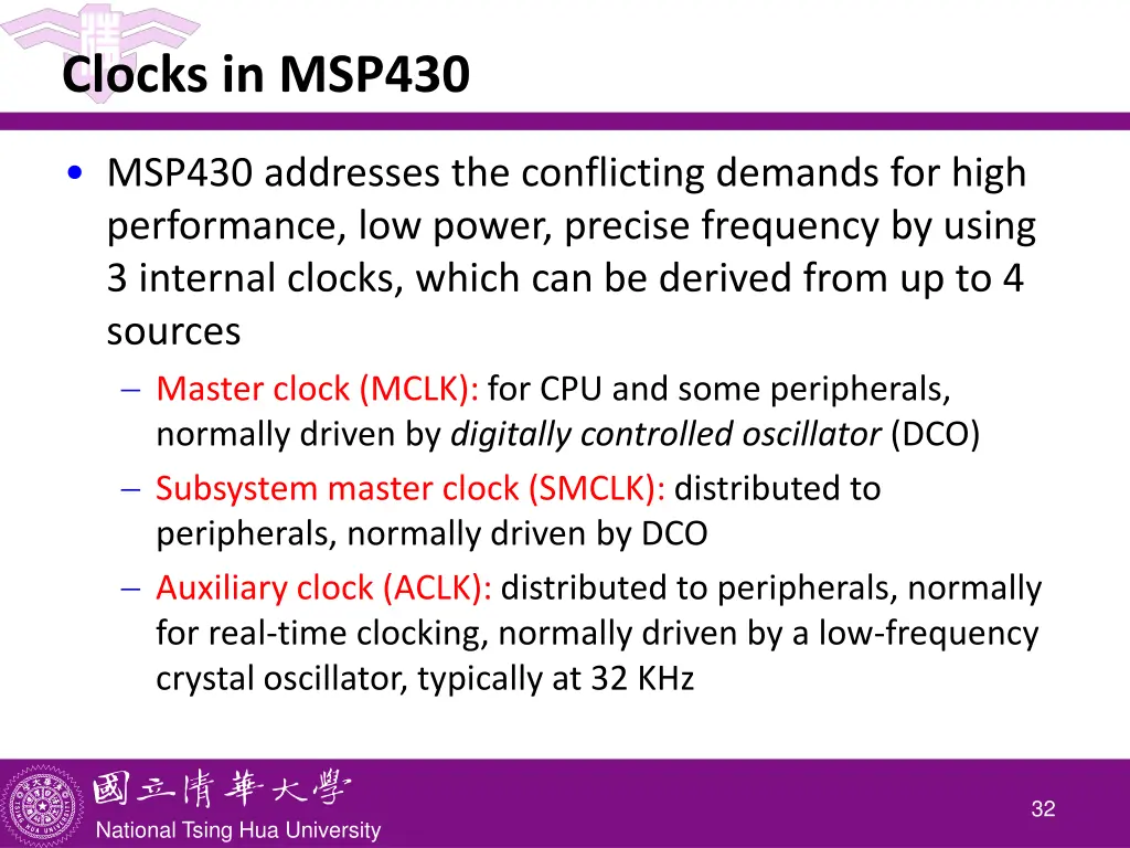 clocks in msp430