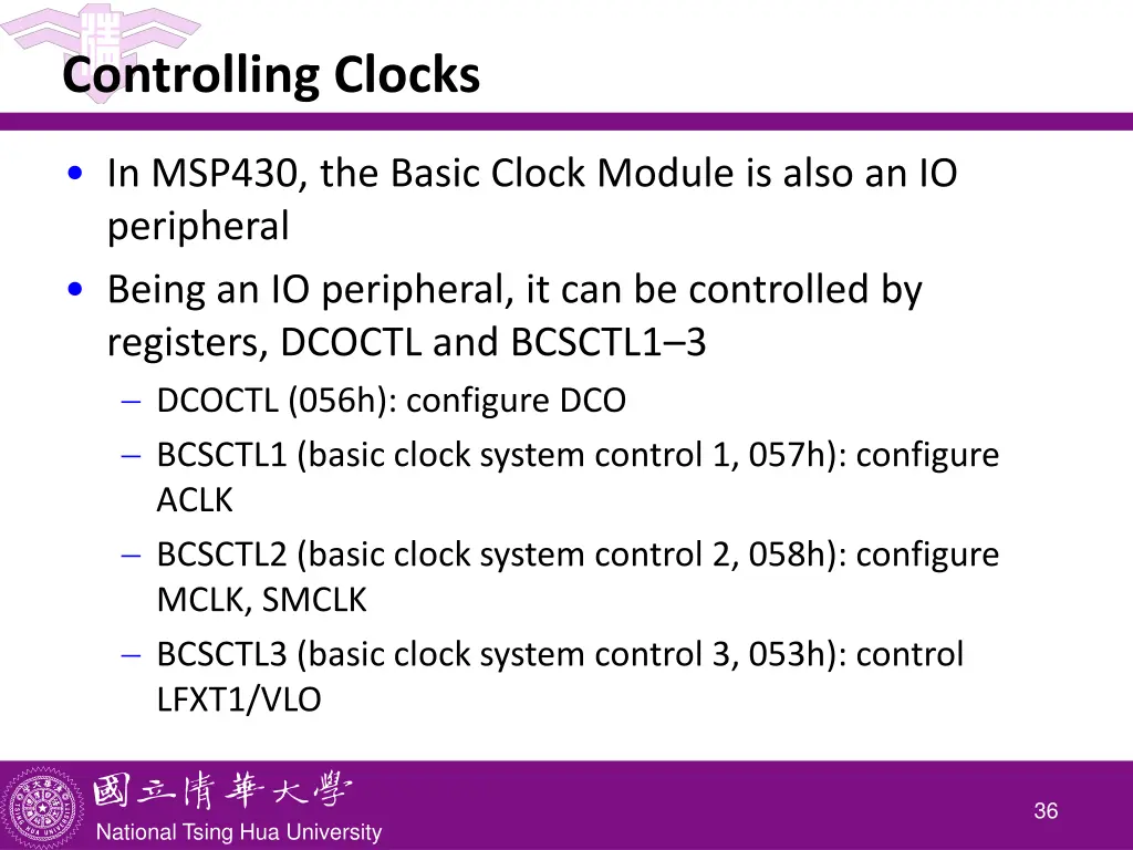 controlling clocks