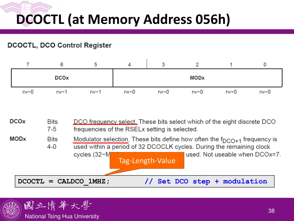 dcoctl at memory address 056h